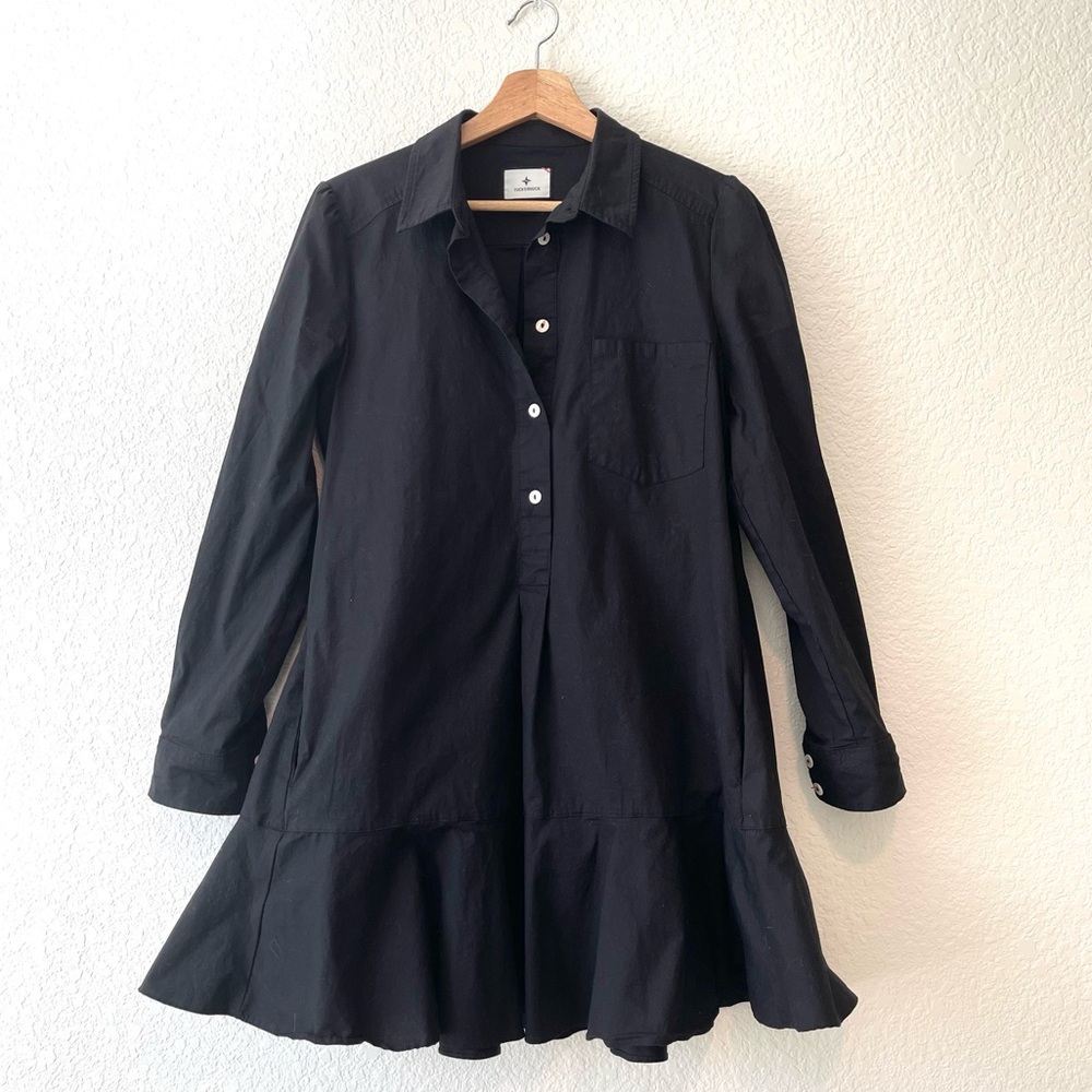Tuckernuck Callahan Shirt Dress in Black Crepe